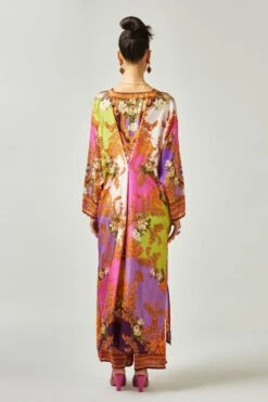 Rajdeep Ranawat Pink Floral V-neck Kaftan 13 Rajdeep Ranawat Pink Floral V-neck Kaftan -Divine Couture 011223rr02 6