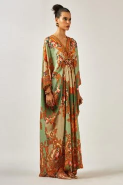 Rajdeep Ranawat Imama Green Jewel Embellished & Printed Kaftan -Divine Couture 011223rr27 2