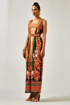 Rajdeep Ranawat Rambha Beige & Orange Floral Printed Jumpsuit -Divine Couture 011223rr43 3