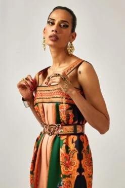 Rajdeep Ranawat Rambha Beige & Orange Floral Printed Jumpsuit -Divine Couture 011223rr43 4