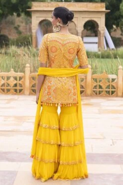 Arpita Mehta Yellow Mirror Embellished Sharara Set -Divine Couture 031123am14 4