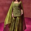 Punit Balana Olive Green Strappy Kurta & Gharara Set -Divine Couture 0312pw11 1