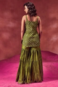 Punit Balana Olive Green Strappy Kurta & Gharara Set 7 Punit Balana Olive Green Strappy Kurta & Gharara Set -Divine Couture 0312pw11 3