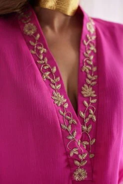 Shorshe Fuchsia Hand Embroidered Kaftan 9 Shorshe Fuchsia Hand Embroidered Kaftan -Divine Couture 0710sh04 3