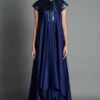 Amit Aggarwal Navy Blue Draped Gown With Metallic Details 1 Amit Aggarwal Navy Blue Draped Gown With Metallic Details -Divine Couture 079 ibl 1