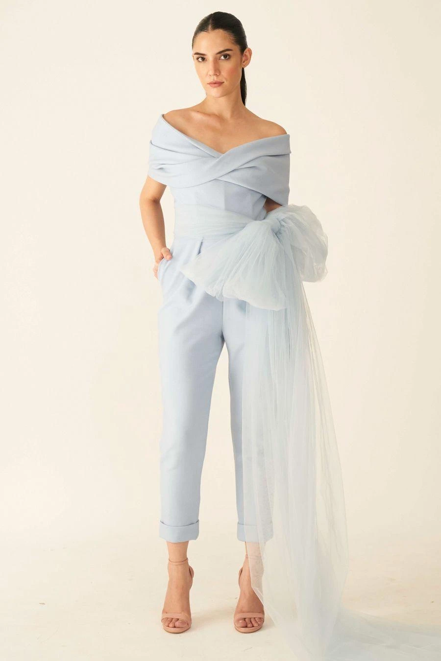 Gauri & Nainika Blue Corseted Jumpsuit With A Twisted Drape 3 Gauri & Nainika Blue Corseted Jumpsuit With A Twisted Drape