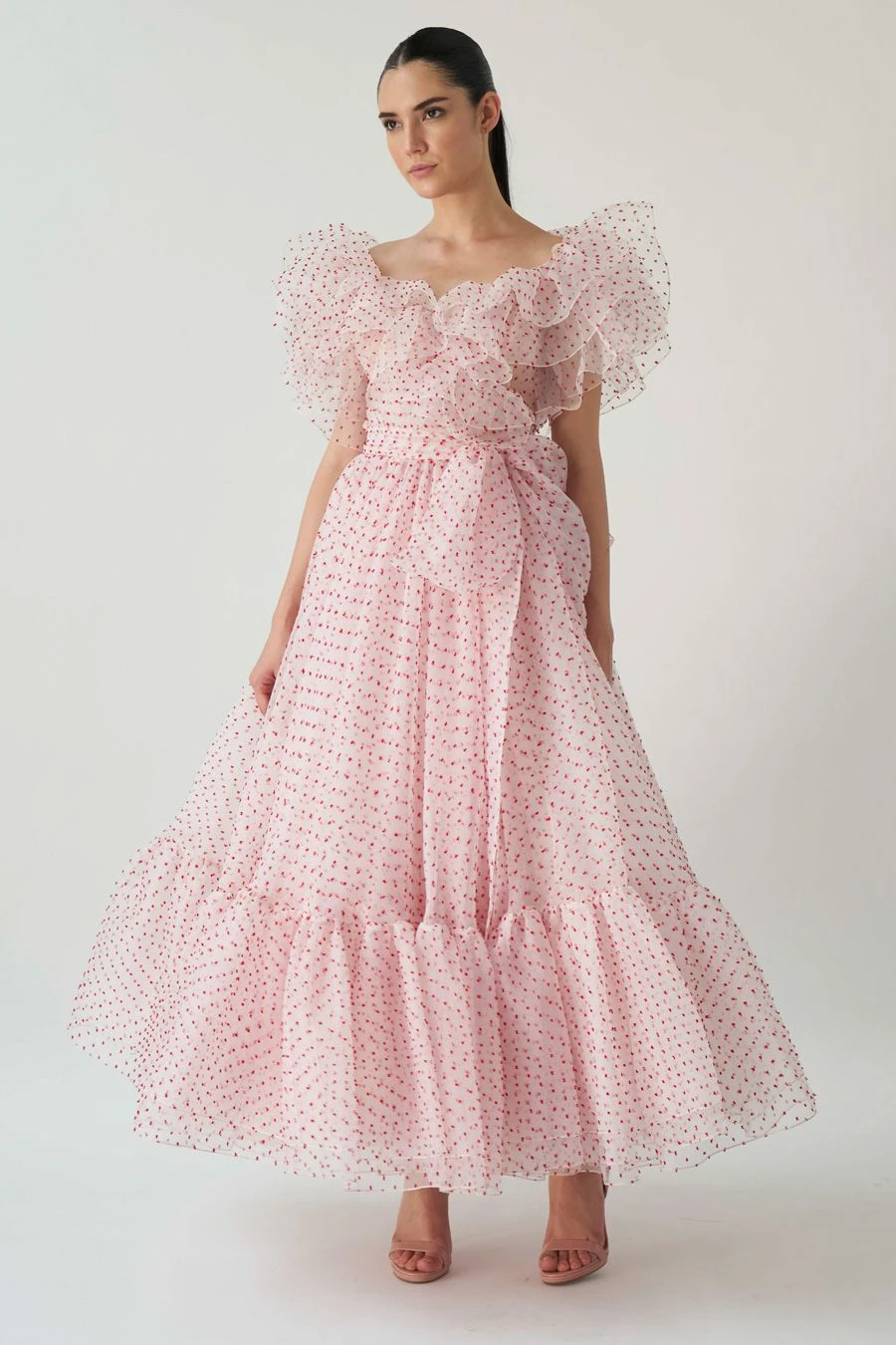 Gauri & Nainika Pink Off Shoulder Ruffle Dress 3 Gauri & Nainika Pink Off Shoulder Ruffle Dress