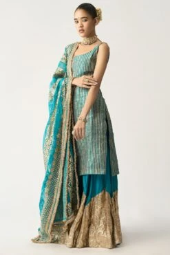Itrh Turquoise Gota Patti Sharara Set -Divine Couture 0802it14 3