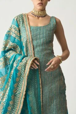 Itrh Turquoise Gota Patti Sharara Set -Divine Couture 0802it14 4