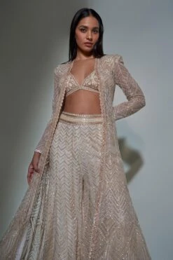 Ritika Mirchandani Chrome Gold Hand Embroidered Jacket Set -Divine Couture 080823rm01 5