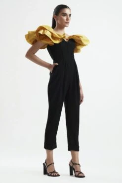 Gauri & Nainika Black Off- Shoulder Corsetted Jumpsuit -Divine Couture 0809gk03 2
