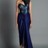 Amit Aggarwal Navy Blue Metallic Moulded Draped Gown 1 Amit Aggarwal Navy Blue Metallic Moulded Draped Gown -Divine Couture 087 ibl 1