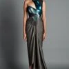 Amit Aggarwal Grey Metallic Moulded Draped Gown -Divine Couture 087 pwt 1