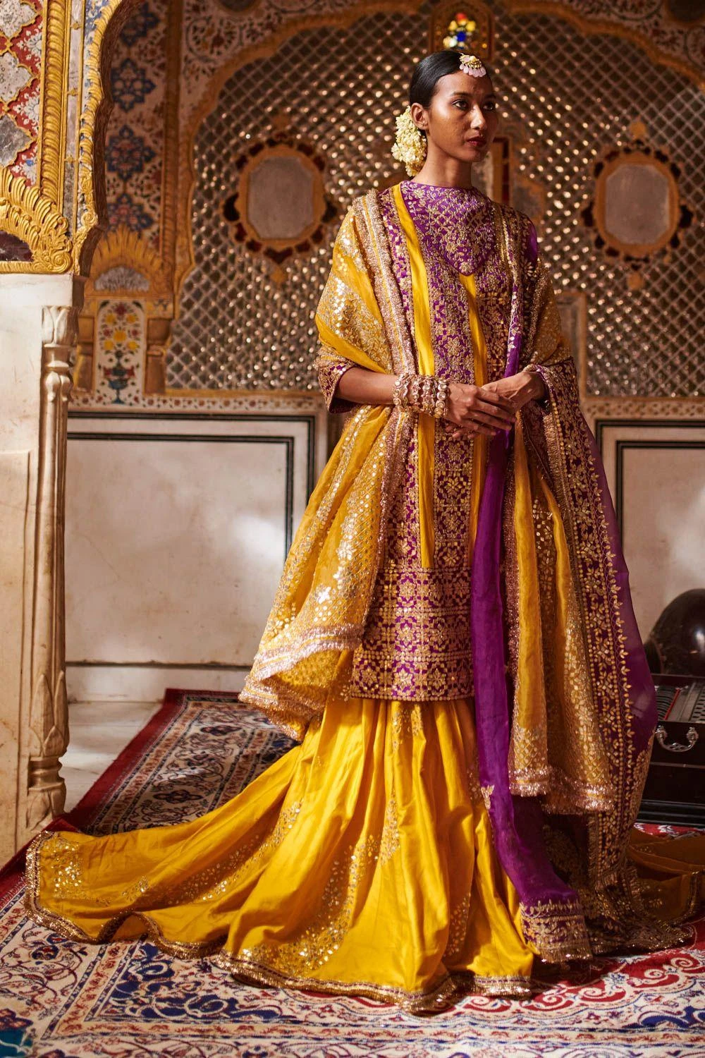 Itrh Yellow Embroidered Sharara Set 3 Itrh Yellow Embroidered Sharara Set