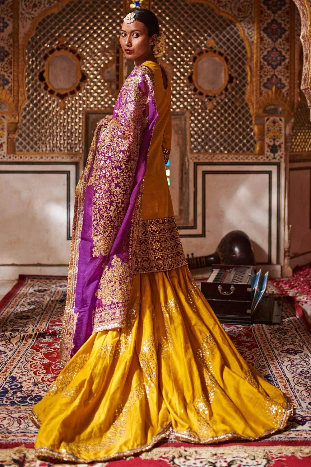 Itrh Yellow Embroidered Sharara Set 4 Itrh Yellow Embroidered Sharara Set - Image 2