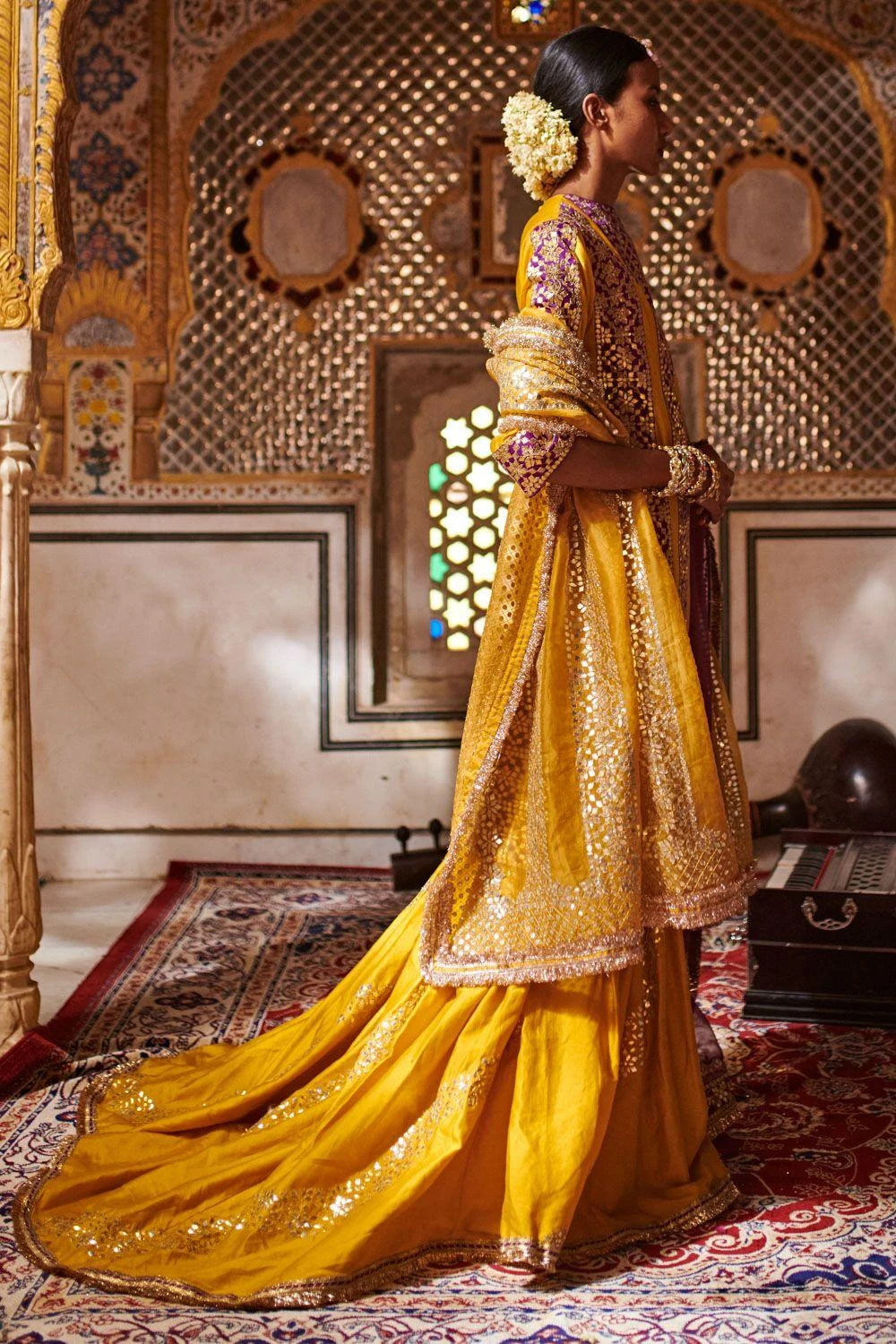 Itrh Yellow Embroidered Sharara Set 5 Itrh Yellow Embroidered Sharara Set - Image 3