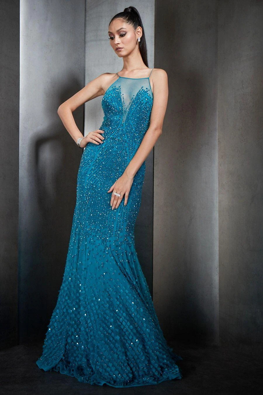 Rohit Gandhi + Rahul Khanna Galaxy Blue Fish Cut Embellished Gown 4 Rohit Gandhi + Rahul Khanna Galaxy Blue Fish Cut Embellished Gown - Image 2