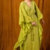 Surily G Green Hakoba Kaftan With Ruffles -Divine Couture 1005sge12 1
