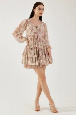 KoAi Cream And Rose Pink Floral Short Cape -Divine Couture 100823ki02 2