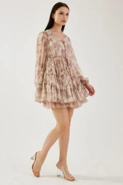 KoAi Cream And Rose Pink Floral Short Cape -Divine Couture 100823ki02 3