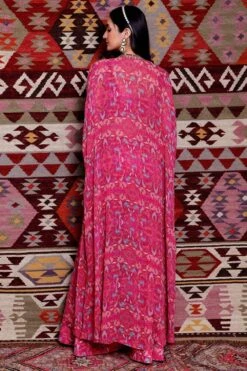 Ridhima Bhasin Fuchsia Floral Print Embroidered Cape Set -Divine Couture 102rb20 4