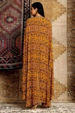 Ridhima Bhasin Mustard Floral Print Kaftan Set -Divine Couture 102rb9 3