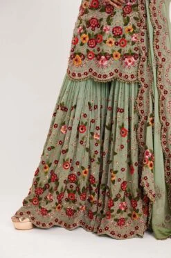 Nakul Sen Floral Embroidered Sea Green Sharara Set -Divine Couture 1048 4