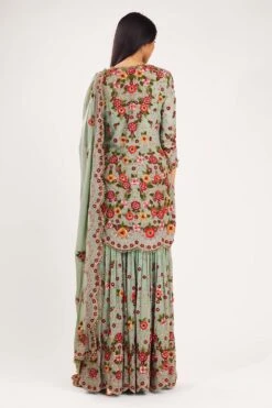 Nakul Sen Floral Embroidered Sea Green Sharara Set -Divine Couture 1048 5