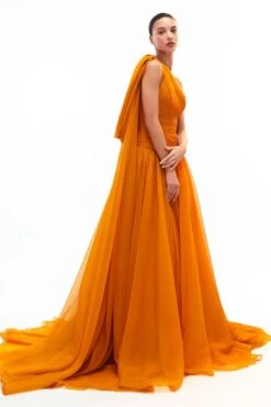 Gauri & Nainika Mustard One Shoulder Gown -Divine Couture 10523gn75 3