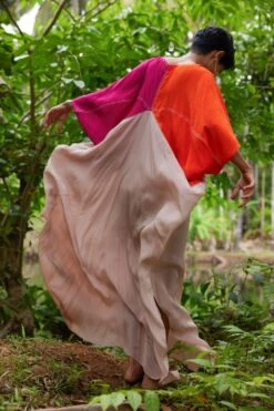 Twinkle Hanspal Coral Colour Blocked Kaftan -Divine Couture 10723th16 3