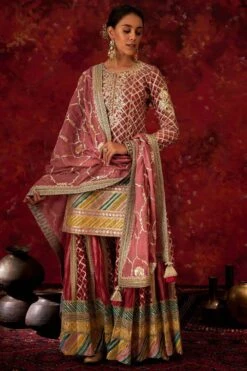 Simar Dugal Fuchsia Pink Embellished Sharara Set