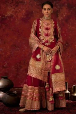 Simar Dugal Pink Embellished Chanderi Sharara Set