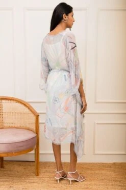 Varun Bahl Pret Ice Blue Floral Printed Kaftan With A Belt 11 Varun Bahl Pret Ice Blue Floral Printed Kaftan With A Belt -Divine Couture 111vb25 5