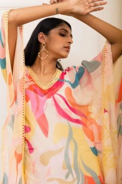 Varun Bahl Pret Floral Printed Georgette Kaftan -Divine Couture 111vb28 5