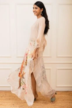 Varun Bahl Pret Beige Botanical Printed Kaftan -Divine Couture 111vb40 3