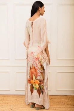 Varun Bahl Pret Beige Botanical Printed Kaftan -Divine Couture 111vb40 5