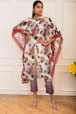 Varun Bahl Pret Red Floral Printed Kaftan