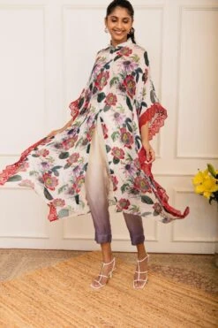 Varun Bahl Pret Red Floral Printed Kaftan -Divine Couture 111vb48 3