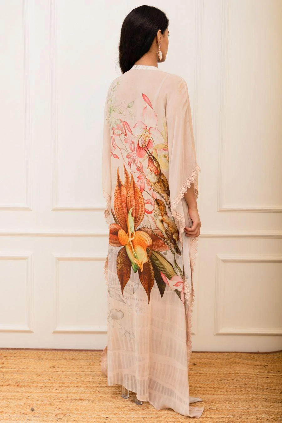 Varun Bahl Pret Pink Botanical Printed Kaftan 7 Varun Bahl Pret Pink Botanical Printed Kaftan - Image 5