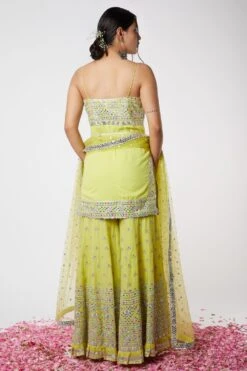 Gopi Vaid Lime Sleeveless Kurta & Sharara Set With Dupatta -Divine Couture 115gv37 4