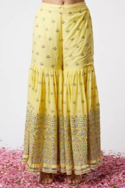 Gopi Vaid Yellow Peplum & Gharara Set With Dupatta -Divine Couture 115gv40 3
