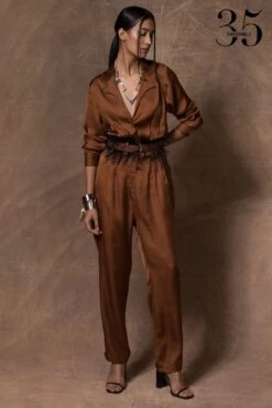 431-88 By Shweta Kapur Copper Silk Jumpsuit