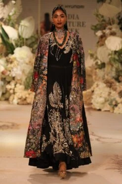 Varun Bahl Printed Brocade Jacket With Anarkali