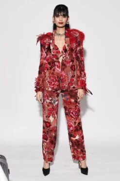 Varun Bahl Red Printed Power Shoulder Jacket Set 10 Varun Bahl Red Printed Power Shoulder Jacket Set -Divine Couture 11923vb2 4