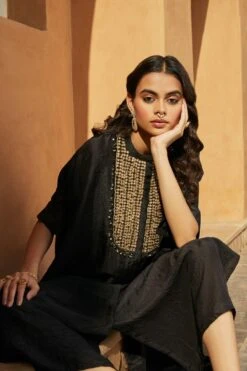 Avacara Black Embroidered Kaftan Set -Divine Couture 1210av05 4