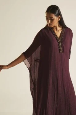 Shorshe Plum Hand Embroidered Kaftan -Divine Couture 1211sh2 3