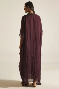 Shorshe Plum Hand Embroidered Kaftan -Divine Couture 1211sh2 4