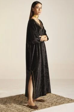 Shorshe Black Hand Embroidered Noor Kaftan -Divine Couture 1211sh3 4