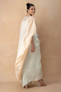 Anamika Khanna Jade Floral & Sequin Embellished Cape-Skirt Set -Divine Couture 121223ak26 5