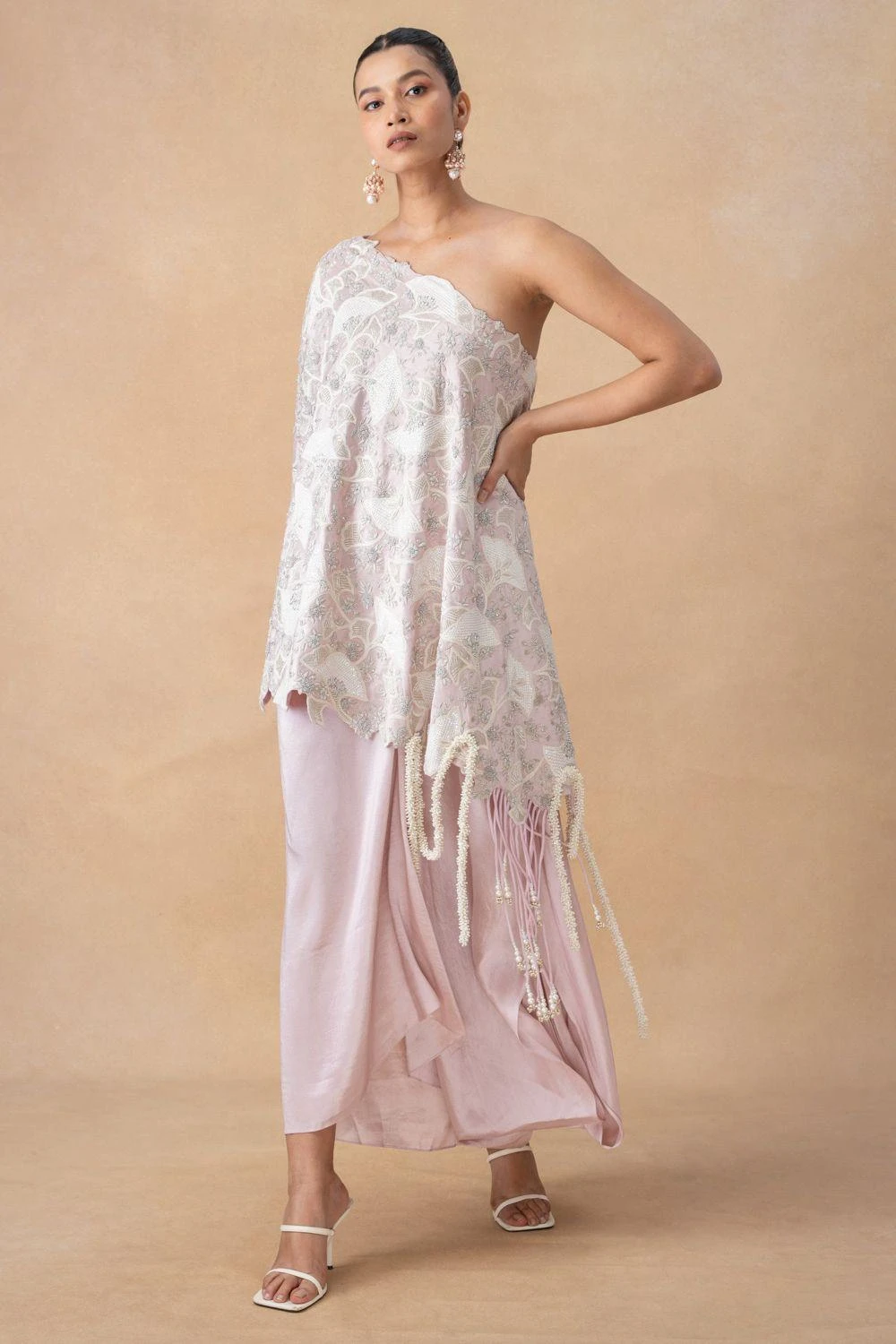 Anamika Khanna Lavender Sequin Embellished Drape-Skirt Set 3 Anamika Khanna Lavender Sequin Embellished Drape-Skirt Set